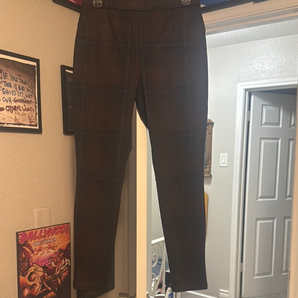 Women’s Tight Black & Brown Plaid Pants
